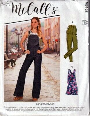McCalls 8162  Bib Overall Jeans 4 Styles Sewing Pattern Misses and Plus Size New