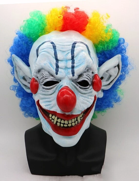 Mens Sinister Mr Mister Horror Creepy Clown Killer Halloween Costume Mask + Wig - Image 2 of 4