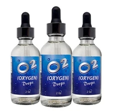 3 Liquid Oxygen Drops Health Naturally Dropper Stabilized Energy Purified Water