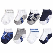 Luvable Friends No Show Socks, 8-Pack, Blue G...
