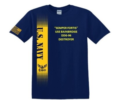 USS BAINBRIDGE  DDG-96*DESTROYER*VINYL&SILK SCREEN*NAVY LICENSED SHIRT