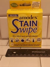 Amodex Stain Swipes - Skin, Fabric and Surface Cleaner - 10 Wipes - Sealed FS