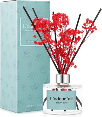 Reed Diffuser Set, 6.7 oz(200ml) Black Cherry Scented Diffuser with 6 Oil Dif...