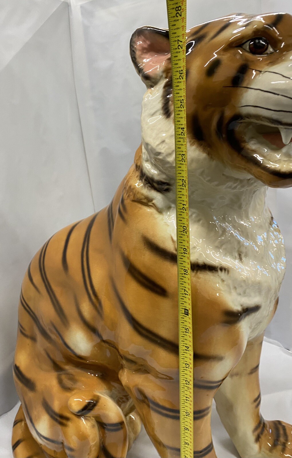 Vintage Large Tiger Statue Porcelain 1960s Detroit Tigers Zoo VTG 2.5ft