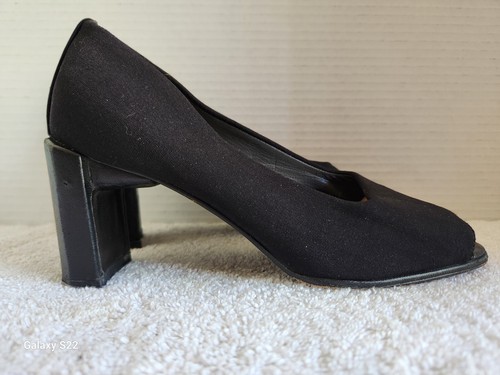Stuart Weitzman Womens Black Open Peep Toe Heels Size 5.5B - Picture 4 of 10