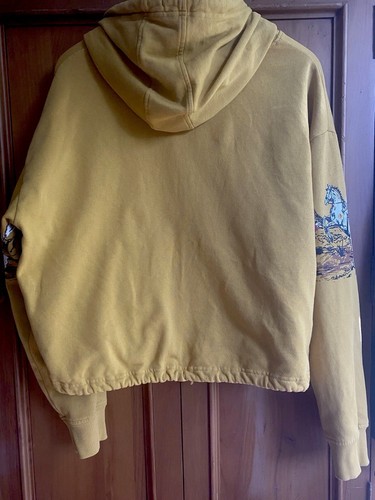 Wrangler Retro Hoodie Womens Medium M Yellow Cowboyl All Over Print Cropped - Picture 21 of 22