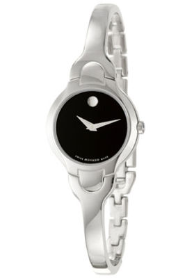 Movado 0605247 Kara Silver Tone Black Dial Stainless Steel Women's Watch 