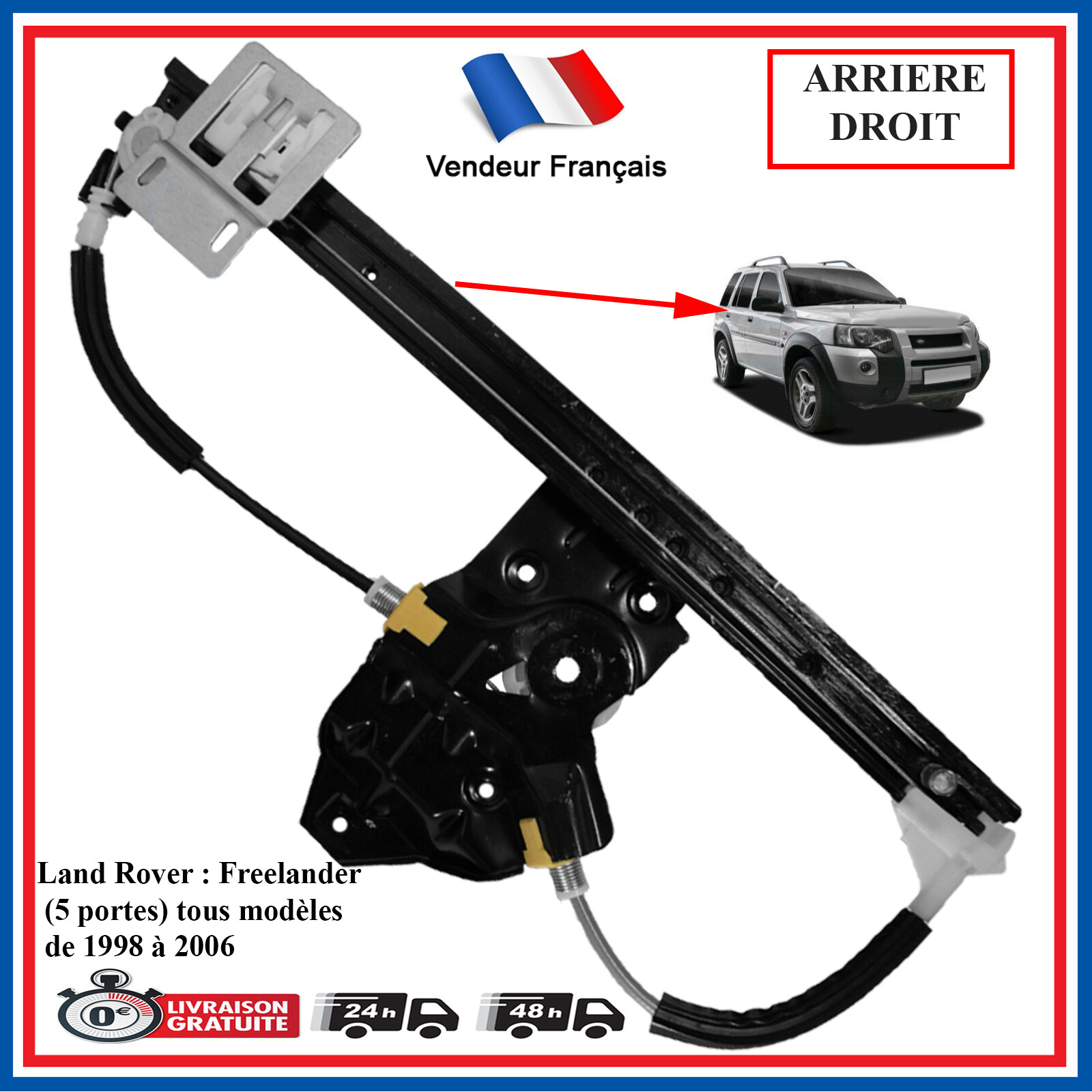 Réparer vitre bloquée avec le lève-vitre arrière droit Freelander 5 portes