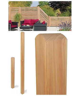 Holzpfosten Aus Lärchenholz, Vierkant 9x9 Cm, Kopfgerundet, Länge 95 Cm – Für Zaun & Sichtschutz