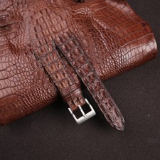 Double Hornback Brown Alligator Leather Watch Strap Band 18mm 20mm 22mm