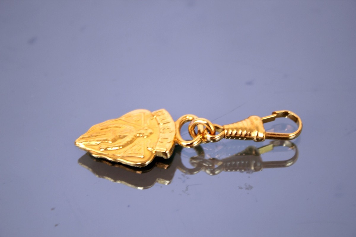 GUCCI Old Gucci Gold Metal Bag Zippper Charm Bag Accessories Good