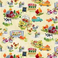Farm Fabric, BTY, Dew Harvest Drive,  DAW1576DE, TheFabricEdge