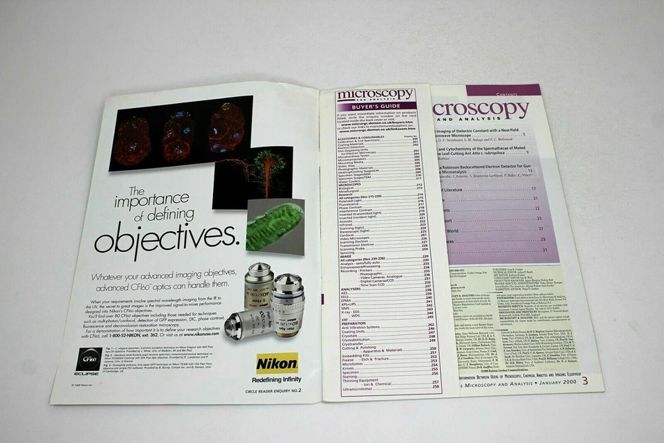 Microscopy and Analysis Magazine Jan 2000, Issue 40. Rare Microscope Science - Image 2 of 3