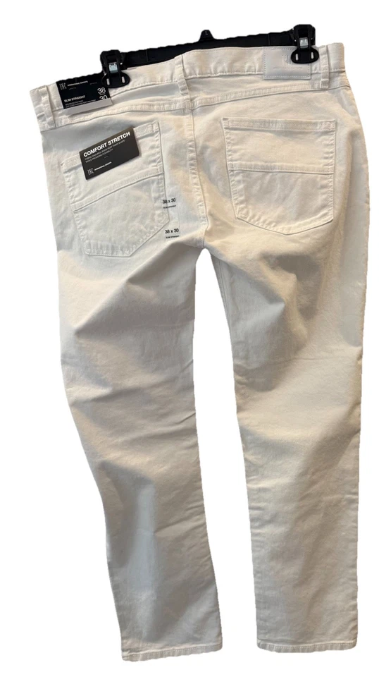 INC INTERNATIONAL CONCEPTS WHITE 38x30 SLIM STRAIGHT STRETCH JEANS MENS NWT - Image 2 of 4