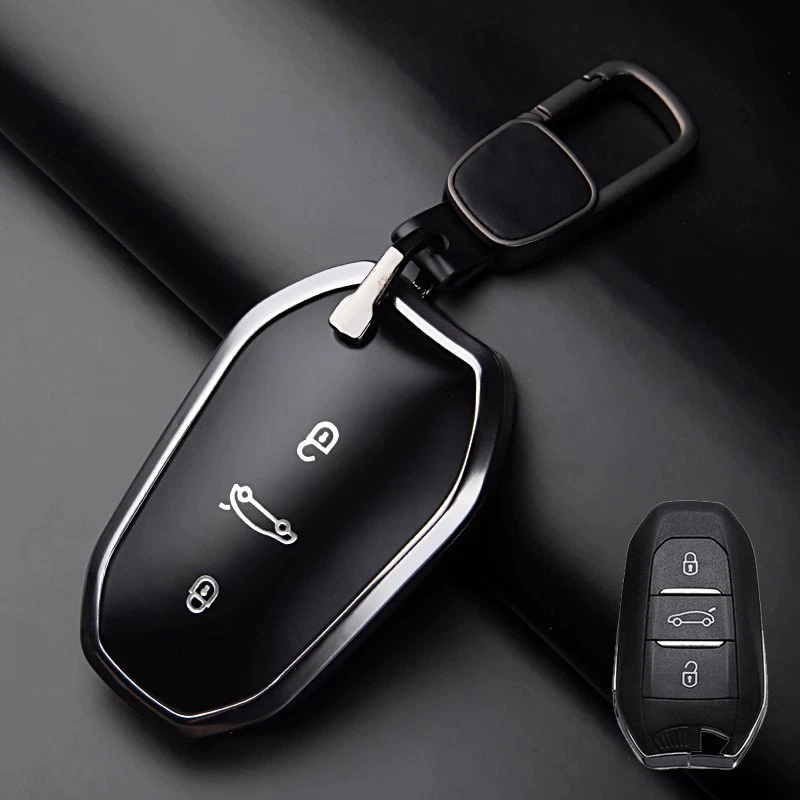 Funda Carcasa Llavero Coche Aleación Zinc Cuero Para Citroen C3 C4 C5 Para Peugeot 5008 Foto 3 de 4