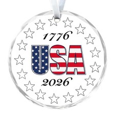 250th Anniversary USA Glass Ornament 1776-2026 Patriotic Independence Gift