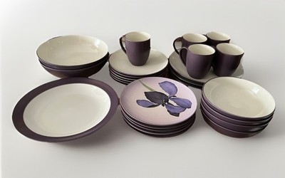 NORITAKE COLORWAVE PLUM 26 Piece-Dinnerware Set Imported Excellent Condition
