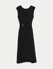 Marks & Spencer Womens Viscose A line Midaxi Dress in Black - M&S