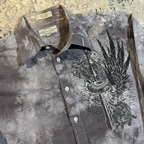 Eighty Eight camicia con bottoni uomo media grunge gotico skater double face Y2K - Foto 3 di 8