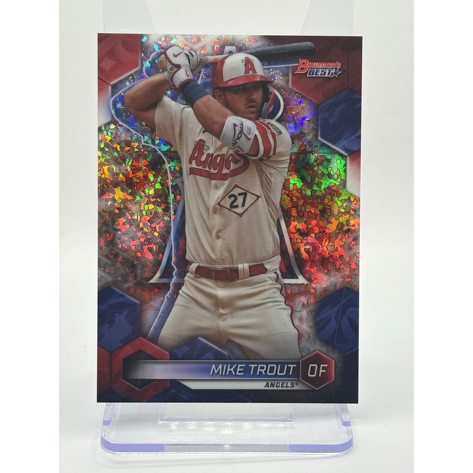 2023 Bowmans Best Mike Trout Mini Diamond Refractor 15/299 SP Los Angeles Angels
