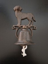 Cast Iron Door Bell Rustic Brown Dog On Top Wall Mounted Vintage Style