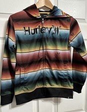 EUC Hurley Boys Full Zip Multi Striped Hoodie Jacket - Small