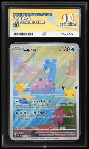 ACE Perfect 10 Lapras 131/128 30th Celebration Gem Mint Pokemon