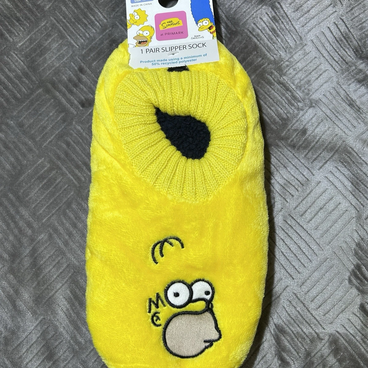 Los Simpson x Primark Homer Vellón Zapatilla Calcetines Hombre’s 1 Par Talla EE. UU. 10-13 ¡NUEVO!