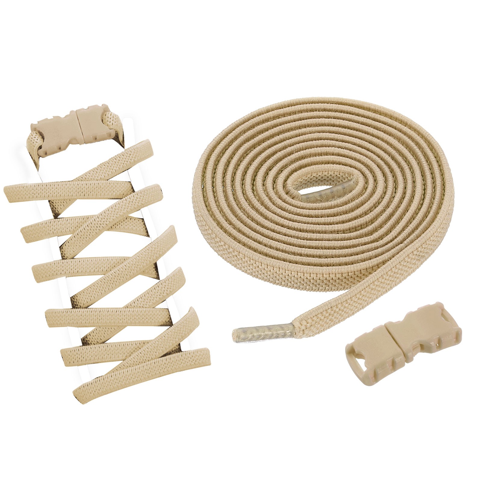 APL Confezione da 8 Lacci Elasticizzati Senza Tiele per Scarpe Sneakers Adulti Cachi