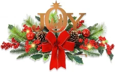 LED Lighted Christmas Centerpiece for Table or Mantel, Metal Joy Sign with Pi...