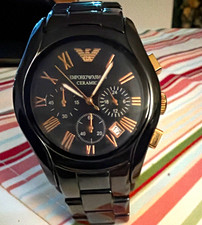 Emporio Armani Ceramic Herrenuhr Quarz Chronograph Datum Keramik schwarz
