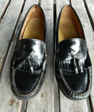 GH Bass Weejuns Jaclyn Loafers Black Leather Women Size 8 W Kiltie Tasseled