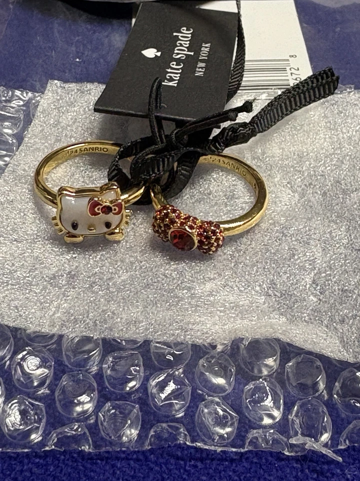 Kate Spade Hello Kitty кольцо комплект размер 6 или 7 новый - Изображение 3 из 4