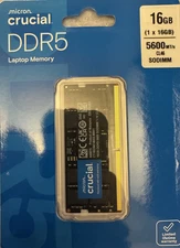 Crucial 16GB 262-Pin DDR5 SODIMM 5600 PC5-44800 Laptop Memory CT16G56C46S5 NEW