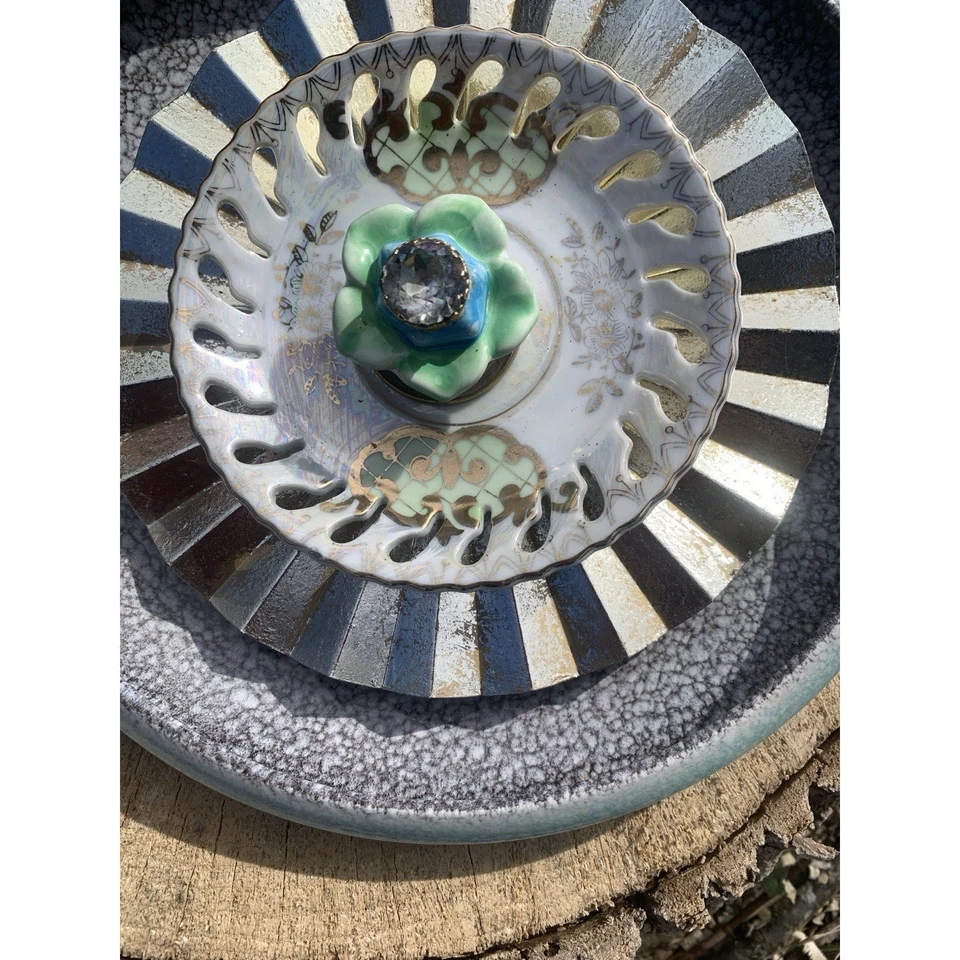 Скульптура ручной работы из костяного фарфора стекло садовый цветок перепрофилированный ловец солнца искусство двора - Изображение 3 из 4