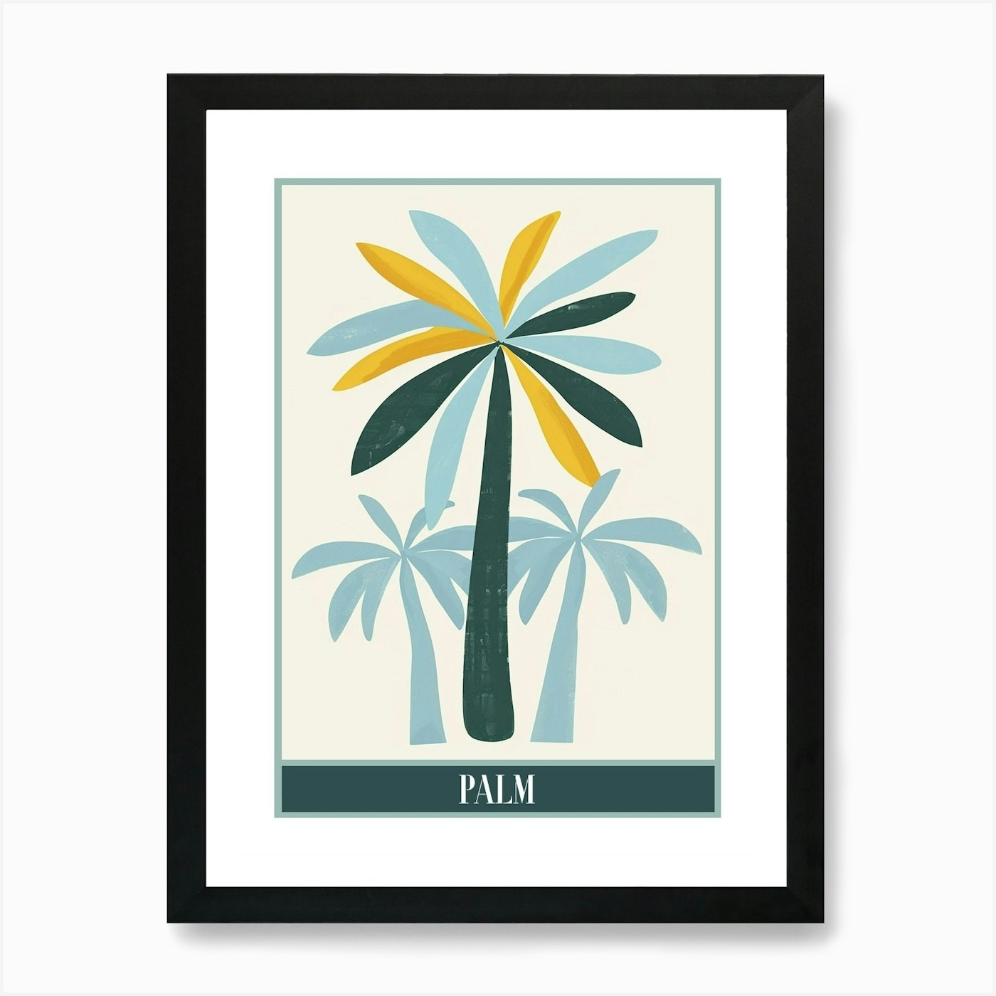 Palm Tree Flat Illustration Framed Wall Art Canvas Print Poster  