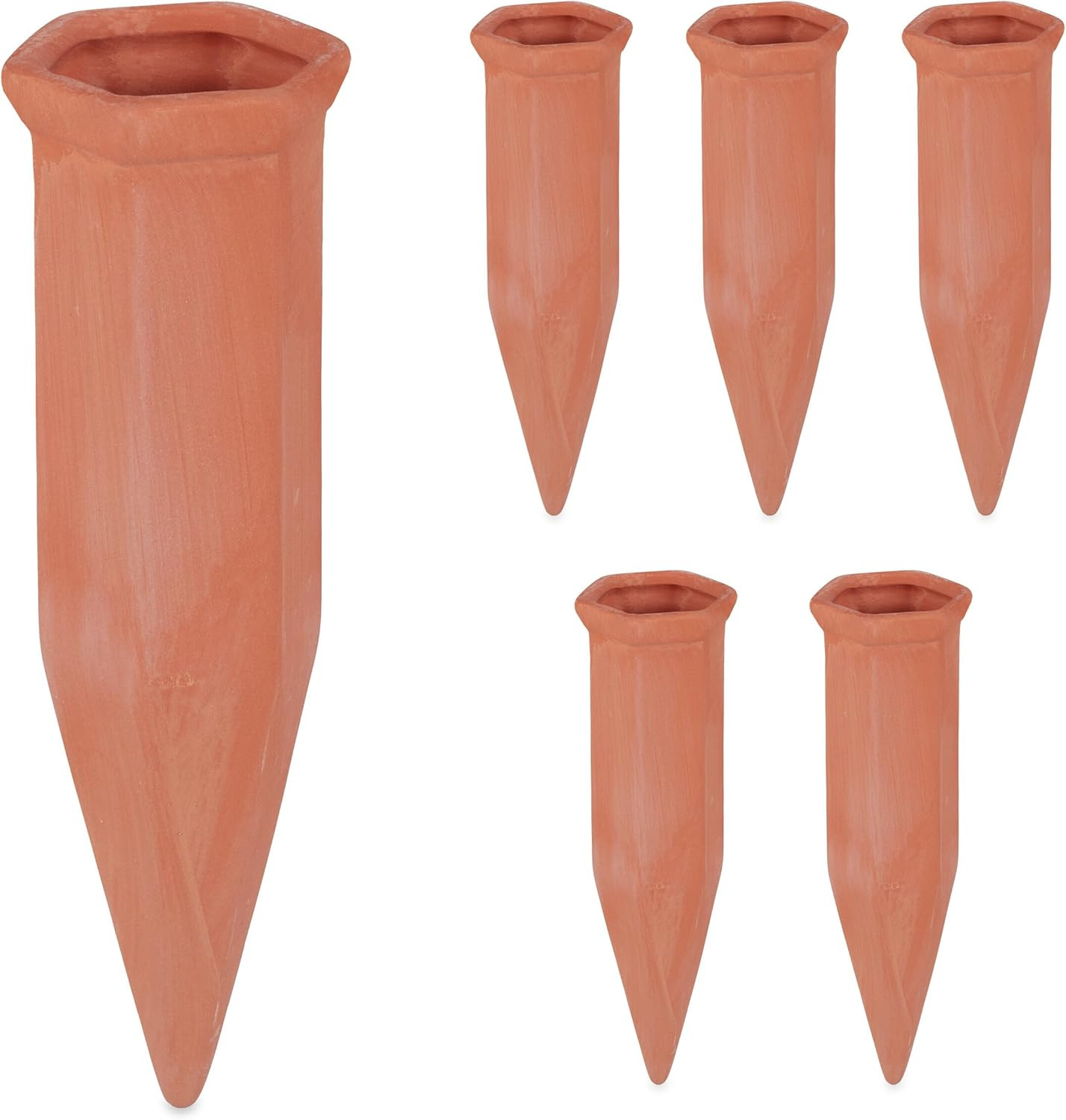 Set 6 Coni Irrigazione a Goccia in Terracotta per Piante e Vasi