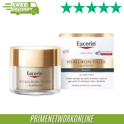 Eucerin Hyaluron-Filler + Elasticity Night Cream – 50ml 100% ORIGINAL ⭐⭐⭐⭐⭐