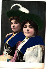 Vintage Costume Postcard Embossed With Silk Pieces