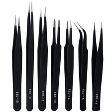 Precision ESD Anti-Static Tweezers, 7 pcs Stainless Steel Tweezers Set for El...