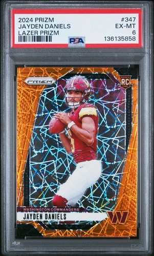 2024 PANINI PRIZM LAZER PRIZM #347 JAYDEN DANIELS ROOKIE RC PSA 6