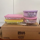 Pyrex HELLO KITTY 8-Piece Glass Storage Set Purple Pink Yellow