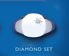 Bague chevalière coussin diamant véritable pour homme en argent sterling...