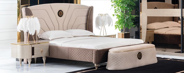 Schlafzimmer Doppelbett 160X200Cm Luxus Bett 2X Nachttisch 3Tlg. Set Betten Neu-image