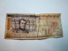 Mexico 5000 Pesos 1985 Series GJ Well Circulated Banknote Foreign Paper Money