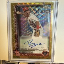 2025 Topps Chrome Update Thomas Saggese Rc Rookie Auto Gold Wave 02/50