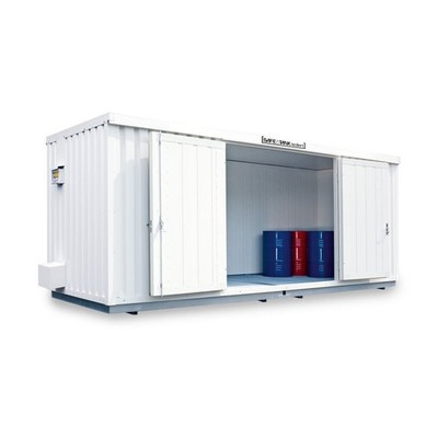 Isolierter Gefahrstoffcontainer / 11 qm / Auffangvolumen 2.060 l / Dauerlüfter
