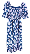The Nines By Hatch Size Med Maternity Navy & Pink Floral Smocked Midi Dress Baby