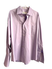 Pronto Uomo Non-Iron Dress Shirt Men's Long Sleeve Mauve Cotton Size 17.5