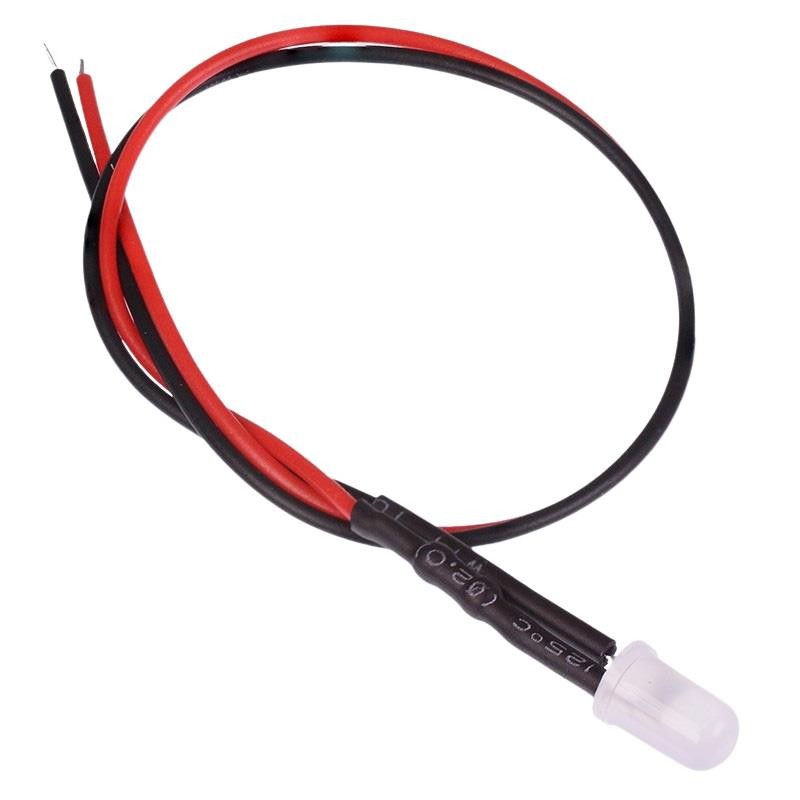 Green 5mm LED Prewired White Diffused Lens 12V